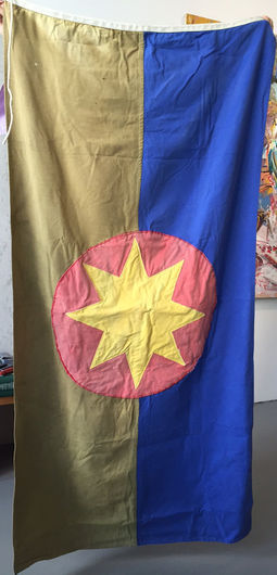 Delaine Le Bas, Solidarity Flag by Scott Benesiinaabandan, 2011